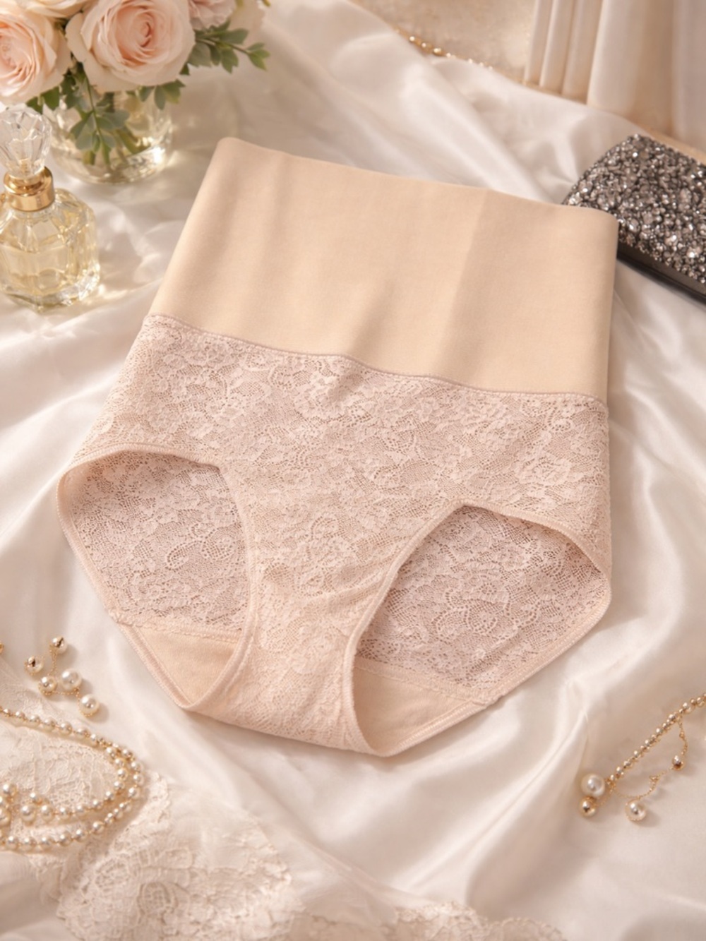3 pc Maidenform High-Waist Lace Briefs in Blush & 1in Black-Tummy Shapers-Small